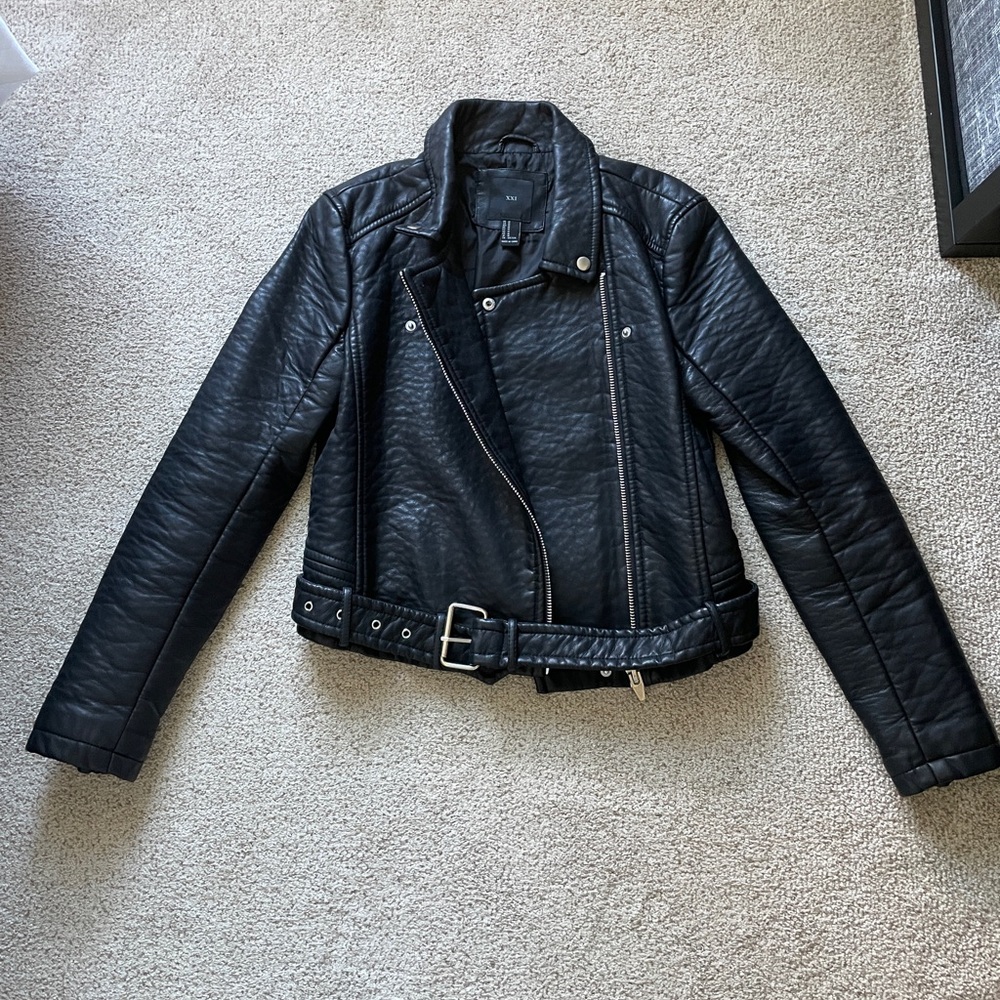 Faux leather biker jacket